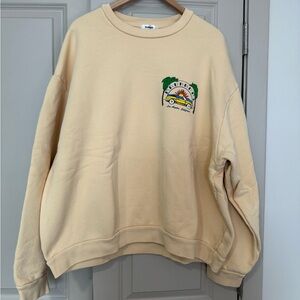 Madhappy Los Angeles CA Sunset Car Beach Crewneck - Pale Yellow